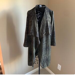 H&M DIVIDED olive green snakeskin chiffon kimono long duster 4